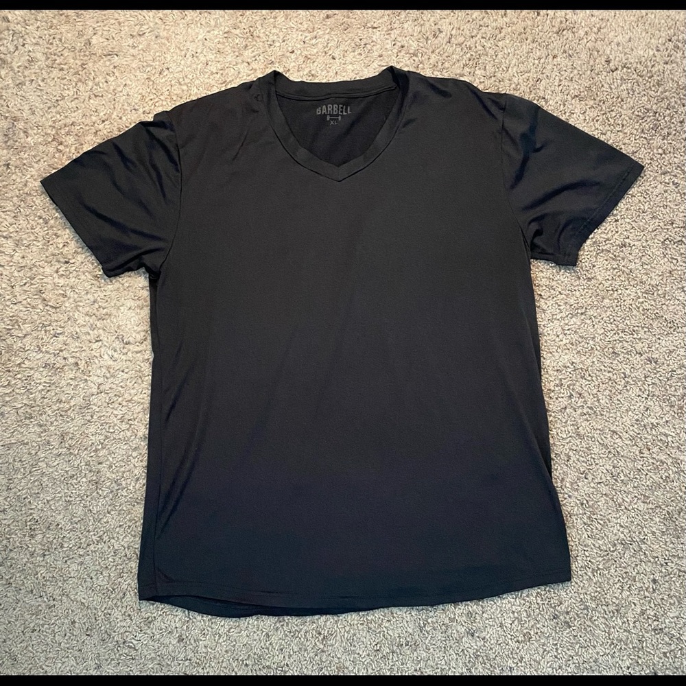 Barbell Apparel Mens V Neck Shirt Size XL Short Sleeve Black Gym Workout